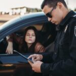 Out-of-state driver with police after Florida car accident.
